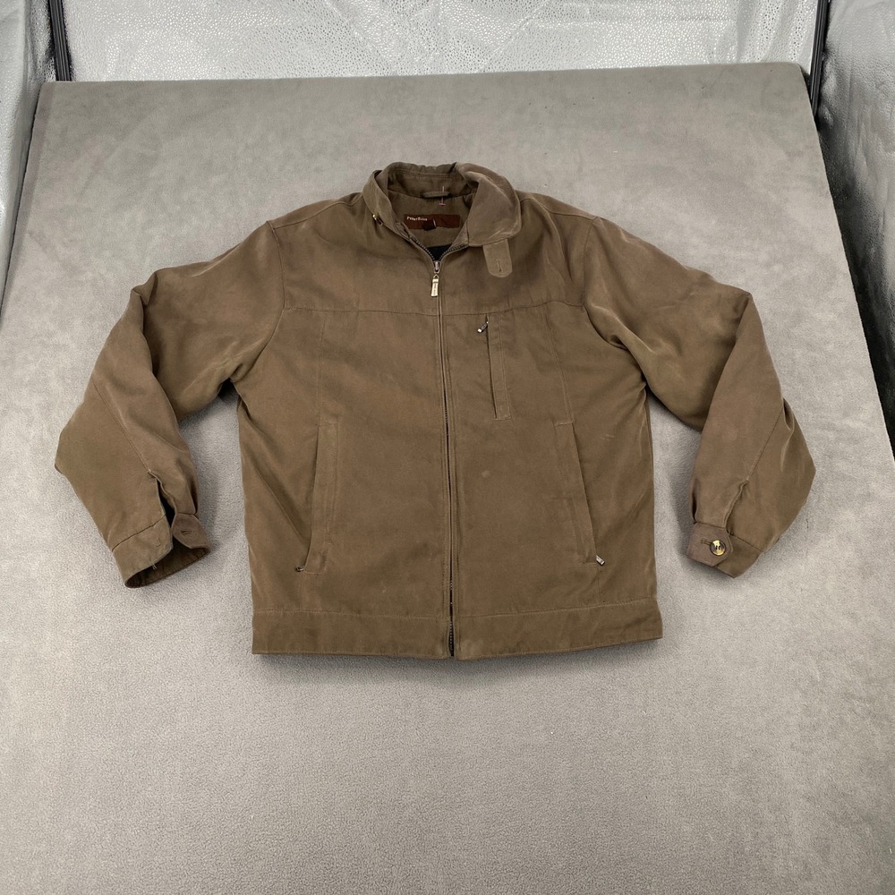 Perry Ellis Mens Brown Full Zip Insulated Harrington Jacket Small RN121545